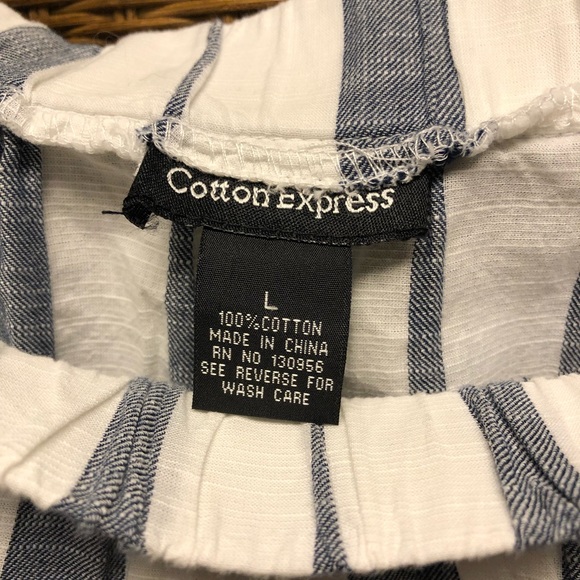 NWOT COTTON CONCEPTS- Off-the-Shoulders Striped Blouse. Sz Large - Picture 6 of 6